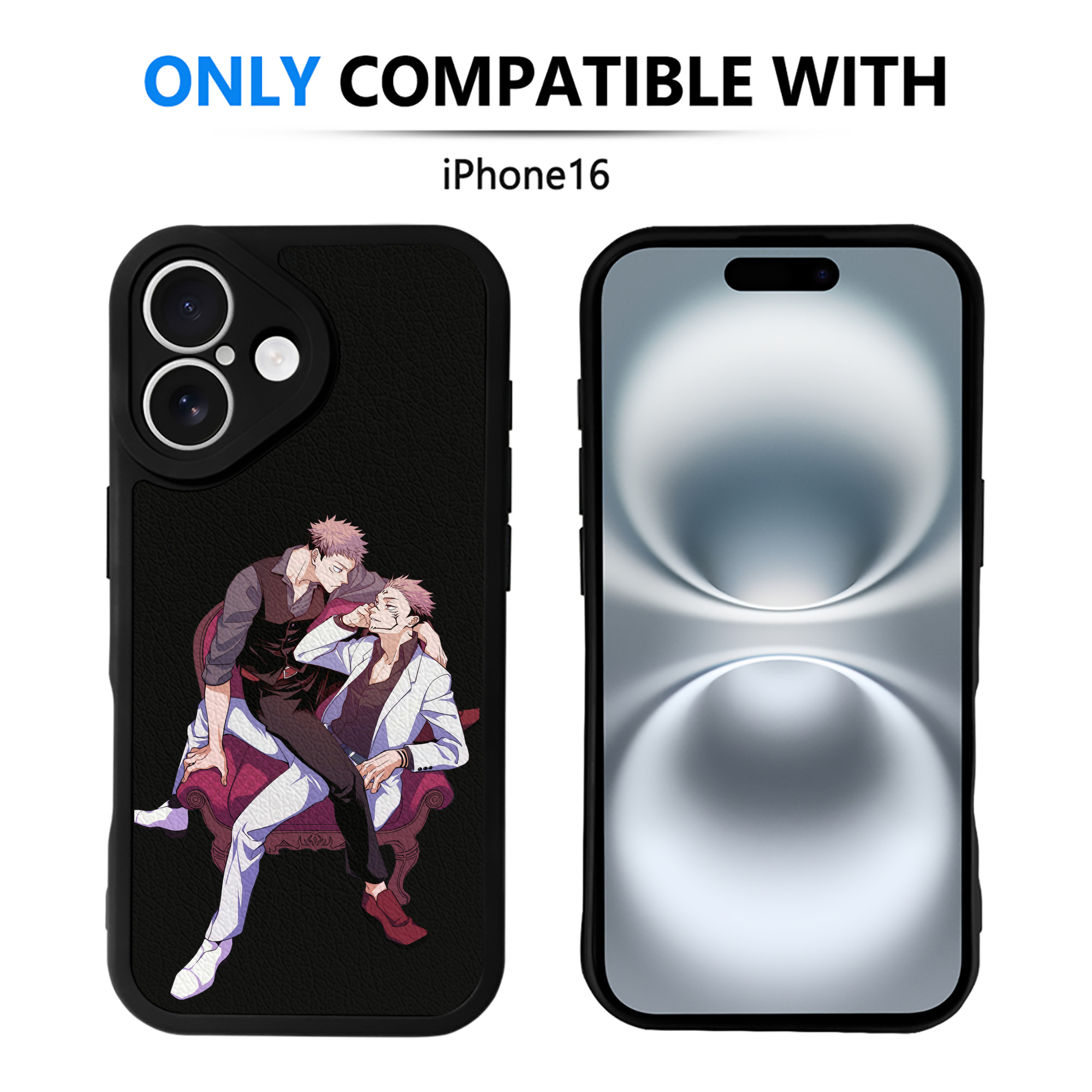 （画像用） 呪術廻戦 Jujutsu Kaisen 【iPhone 16シリーズ対応】シリコンスマホケース（レザー調） 材質：シリコン